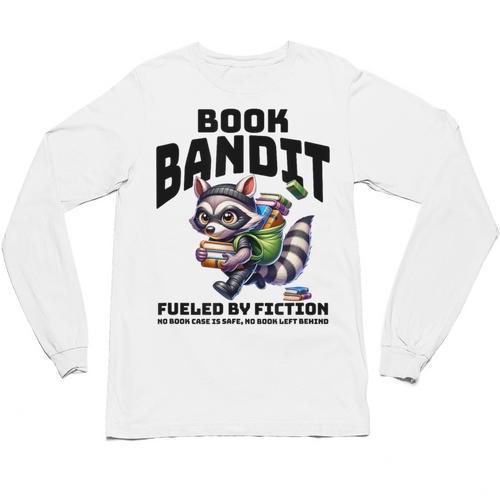 Racoon-Bookworm-Book Bandit-Fueled By Fiction Unisex Long Sleeve T-Shirt - Bookorys