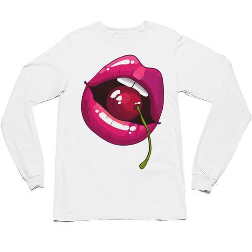 Rainbow Lips With a Cherry In The Mouth 80s Nostalgia Premium Tri-Blend Unisex Long Sleeve T-Shirt - Figerry