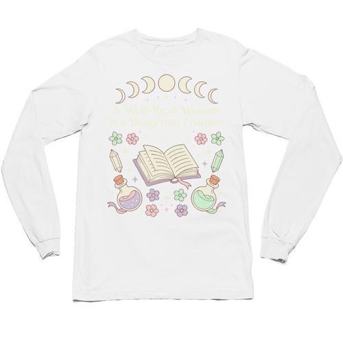 Well Read Woman Literature Quote Celestial Book Floral Unisex Long Sleeve T-Shirt - Bookorys CA