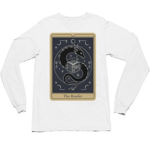The Reader Tarot Card Mystic Dragon Book Magic Unisex Long Sleeve T-Shirt - Bookorys