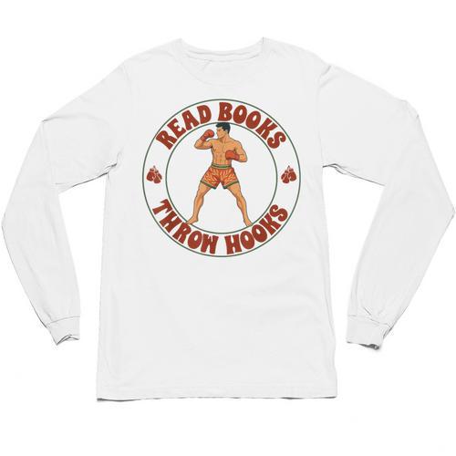Reading Book Lover Boxer Boxing Lover Read Books Throw Hooks Unisex Long Sleeve T-Shirt - Bookorys