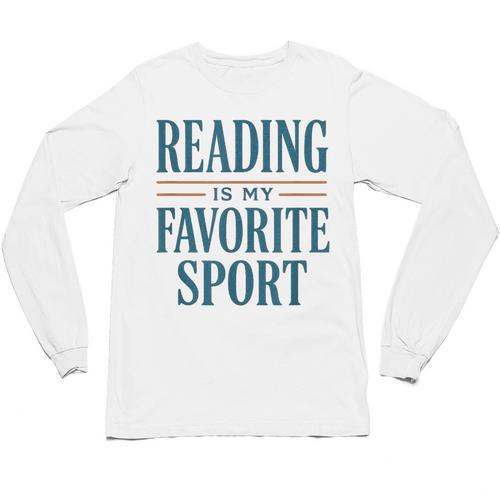 Reading Is My Favorite Sport Literary Book Lover Typography Unisex Long Sleeve T-Shirt - Bookorys DE