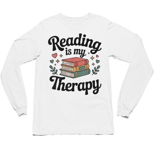 Reading Is My Therapy Book Lover Bookworm Unisex Long Sleeve T-Shirt - Bookorys CA