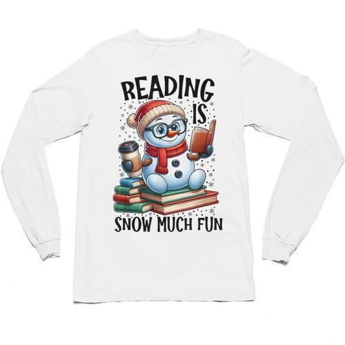 Reading Is Snow Much Fun Christmas Bookworm Snowman Reading Unisex Long Sleeve T-Shirt - Bookorys CA