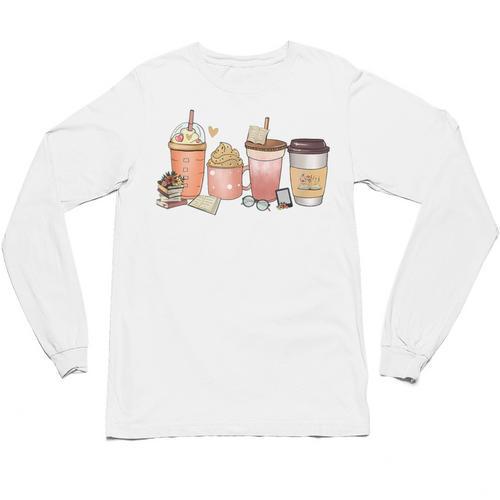 Reading Tea Coffee And Books Unisex Long Sleeve T-Shirt - Bookorys