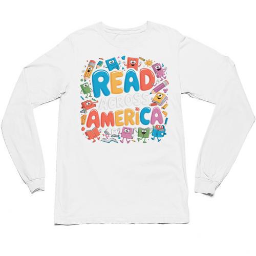 Reads Across Tee America Reading Teacher Books Reader Kids Unisex Long Sleeve T-Shirt - Bookorys