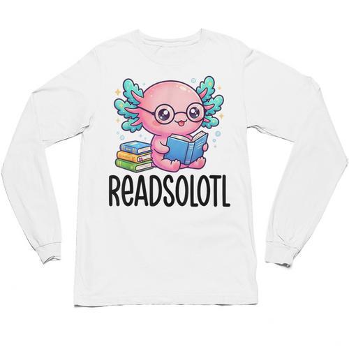 Readsolotl Cute Axolotl Reading Book Kawaii Pink Aesthetic Unisex Long Sleeve T-Shirt - Bookorys DE