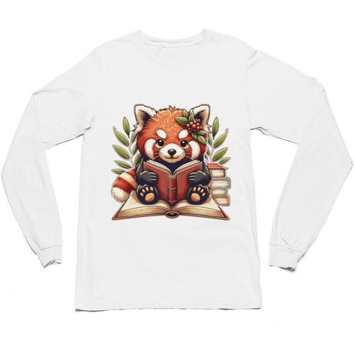 Red Panda Reading Books Pandas Cottagecore Aesthetic Kids Unisex Long Sleeve T-Shirt - Bookorys DE