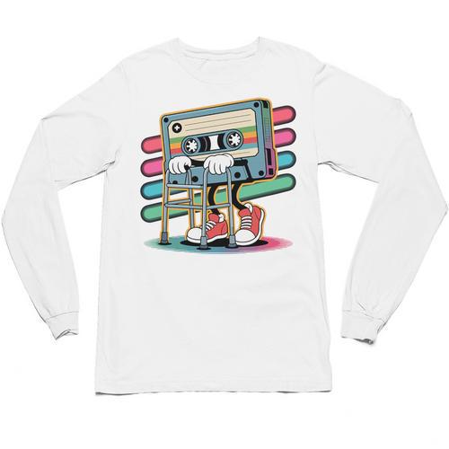 Retro Old Cassette Tape Cartoon With Walker Nostalgia Premium Tri-Blend Unisex Long Sleeve T-Shirt - Figerry