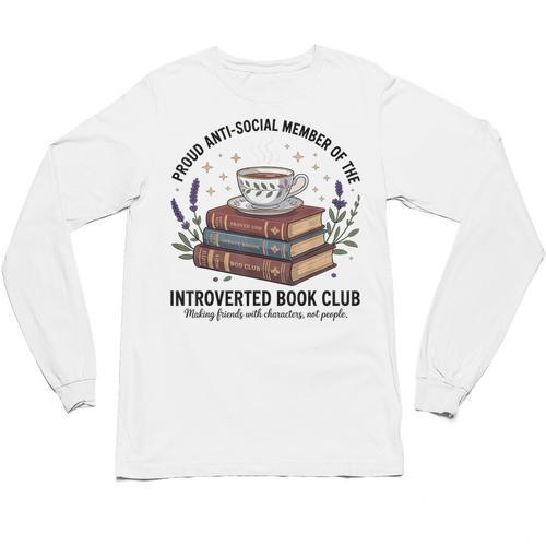 Retro Proud Introverted Book Club Anti Social Reader Unisex Long Sleeve T-Shirt - Raresse