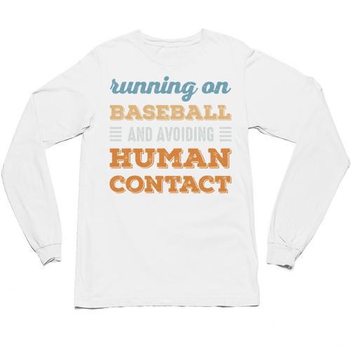 Running On Baseball Social Introvert Humor Vintage Unisex Long Sleeve T-Shirt - Raresse