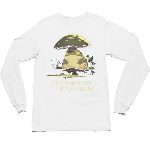Sad Introvert Frog Mushroom Cottagecore Mental Health Unisex Long Sleeve T-Shirt - Raresse