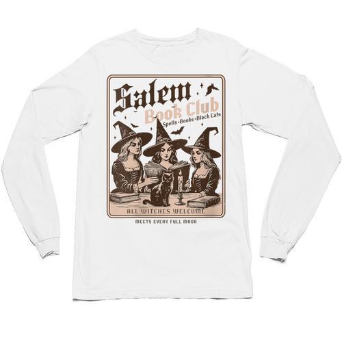 Salem Book Club Bookish Halloween Retro Salem Witch Book Unisex Long Sleeve T-Shirt - Bookorys