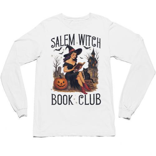 Salem Witch Book Club Bookish Retro Halloween Cat Unisex Long Sleeve T-Shirt - Bookorys