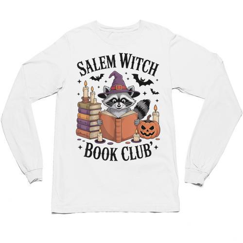 Salem WItch Book Club Halloween Raccoon Witch Reading Book Unisex Long Sleeve T-Shirt - Bookorys