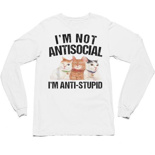 Sarcasm Cat Sarcastic Introvert Antisocial Cat Lover Unisex Long Sleeve T-Shirt - Raresse