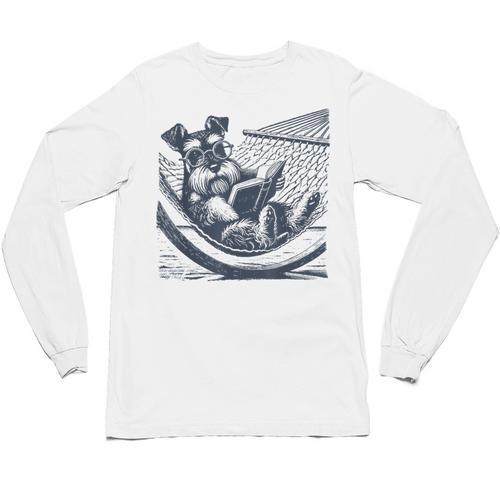 Schnauzer Hammock Reading Book Schnauzer Glasses Unisex Long Sleeve T-Shirt - Bookorys UK