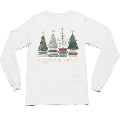 Seasons Readings Christmas Tree Book Lover Unisex Long Sleeve T-Shirt - Bookorys