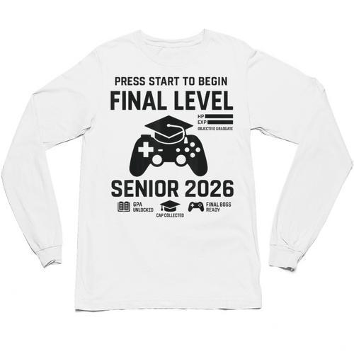 Senior 2026 Final Level Gamer Graduation 2026 Unisex Long Sleeve T-Shirt - Best Gift Smart