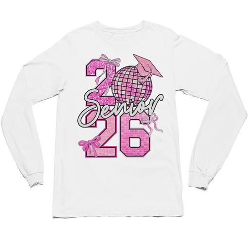 Senior 2026 Graduation Girls Coquette Pink Bow Class Of 2026 Premium Unisex Long Sleeve T-Shirt - Best Gift Smart