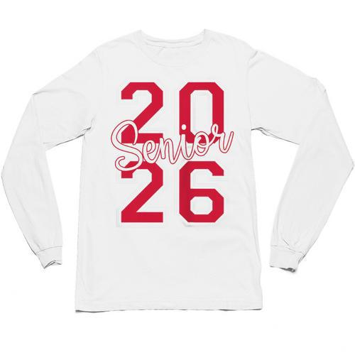 Senior 2026 Graduation Varsity Red Letters On The Back Unisex Long Sleeve T-Shirt - Best Gift Smart