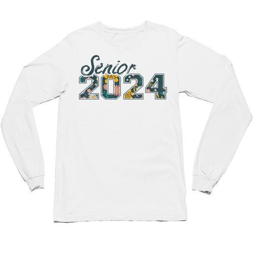 Senior Graduation Class Of 2024 Cute Senior 2024 Flowers Unisex Long Sleeve T-Shirt - Best Gift Smart