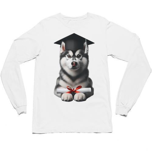 Siberian Husky Dog Graduation Cap Training School Graduate Men Women Kids Unisex Long Sleeve T-Shirt - Best Gift Smart
