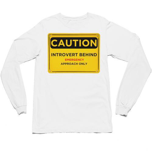 A Simple Yellow Warning Sign For Introvert Unisex Long Sleeve T-Shirt - Raresse
