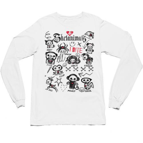 Skelanimals I Bite Vintage Retro Dead Pet Textbook Collage Unisex Long Sleeve T-Shirt - Bookorys DE