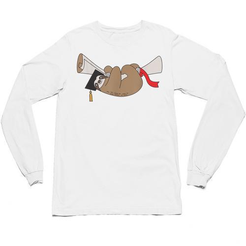 Sloth Graduation Shirt Cute Animal Diploma Grad Unisex Long Sleeve T-Shirt - Best Gift Smart