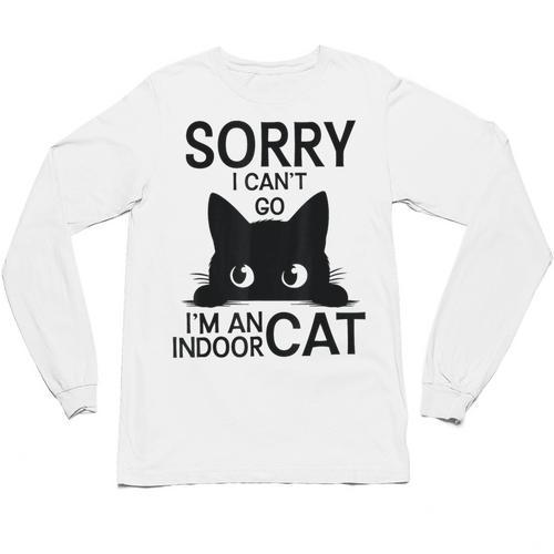 Sorry I Can't Go I'm An Indoor Cat Introvert Cats Unisex Long Sleeve T-Shirt - Raresse