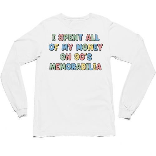 I Spent All My Money On 90's Memorabilia Nostalgia & Retro Premium Tri-Blend Unisex Long Sleeve T-Shirt - Figerry
