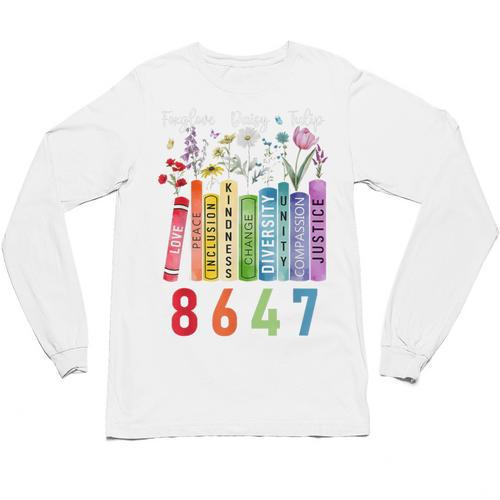 Subtle Floral Foxglove Daisy Tulip Book Lover Unisex Long Sleeve T-Shirt - Bookorys CA