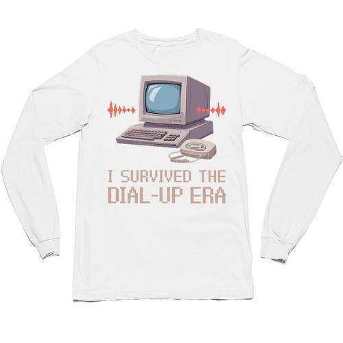 I Survived The Dial-Up Era Retro 90s Nostalgia Premium Tri-Blend Unisex Long Sleeve T-Shirt - Figerry