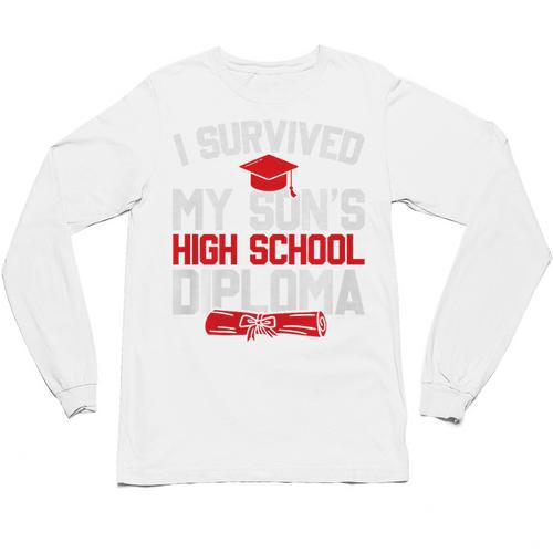 I Survived My Son's High School Diploma Graduation Premium Unisex Long Sleeve T-Shirt - Best Gift Smart