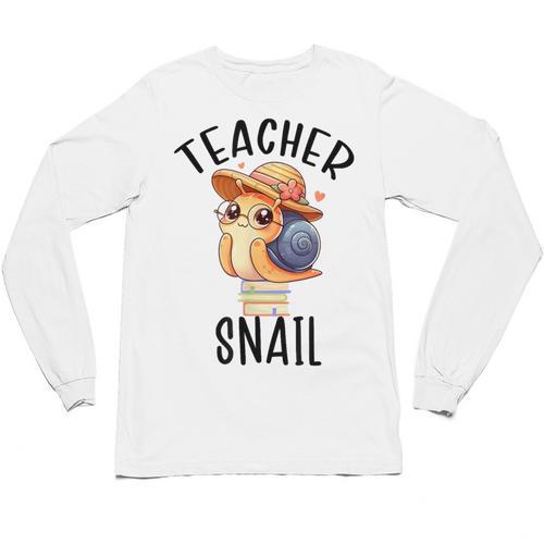 Teacher Snail With Glasses On Books Cute Pre-K Kindergarten Unisex Long Sleeve T-Shirt - Bookorys CA
