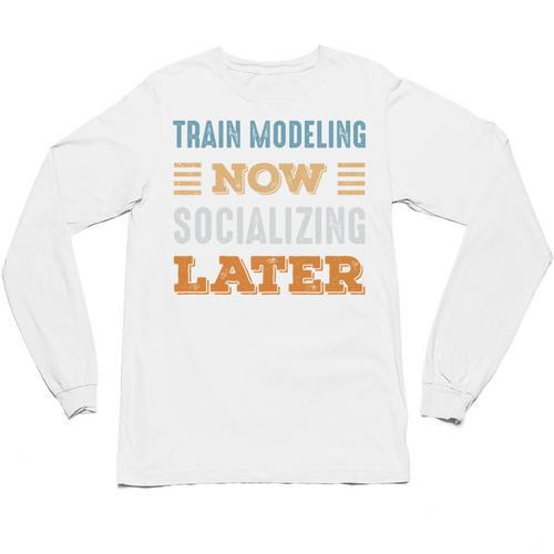 Train Modeling Now Minimal Socializing Introvert Vintage Unisex Long Sleeve T-Shirt - Raresse