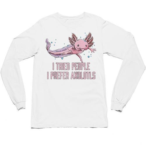 I Tried People I Prefer Axolotl Salamander Introvert Raglan Baseball Tee Unisex Long Sleeve T-Shirt - Raresse