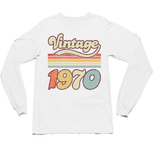 Vintage 1970 Birthday Retro Style 70's Born Nostalgia Outfit Premium Tri-Blend Unisex Long Sleeve T-Shirt - Figerry