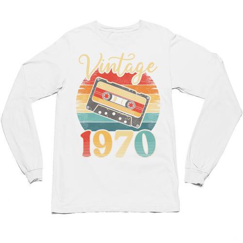 Vintage 1970 Retro Cassette Tape 70s Born Nostalgia Birthday Unisex Long Sleeve T-Shirt - Figerry