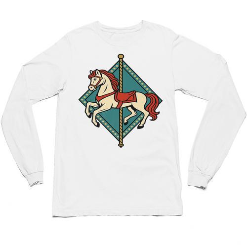 Vintage Carousel Horse Merry Go Round Nostalgia Art Premium Unisex Long Sleeve T-Shirt - Figerry