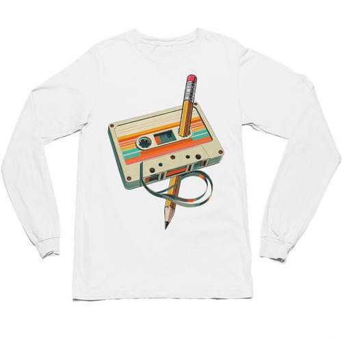 Vintage Pencil Rewind Cassette Tape Nostalgia Party 80s 90s Premium Unisex Long Sleeve T-Shirt - Figerry