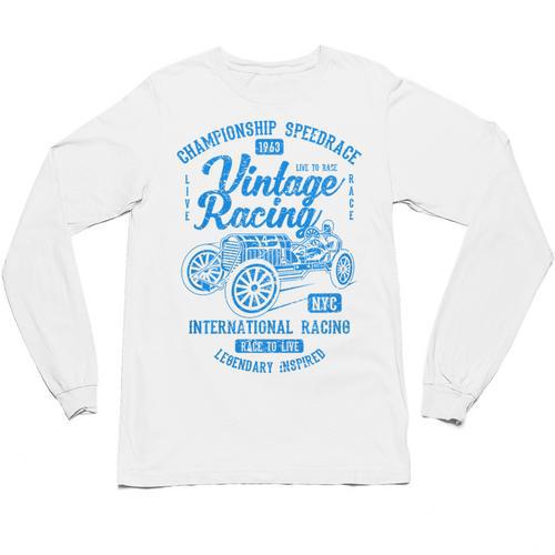 Vintage Racing Automotive Nostalgia Distressed Car Premium Tri-Blend Unisex Long Sleeve T-Shirt - Figerry