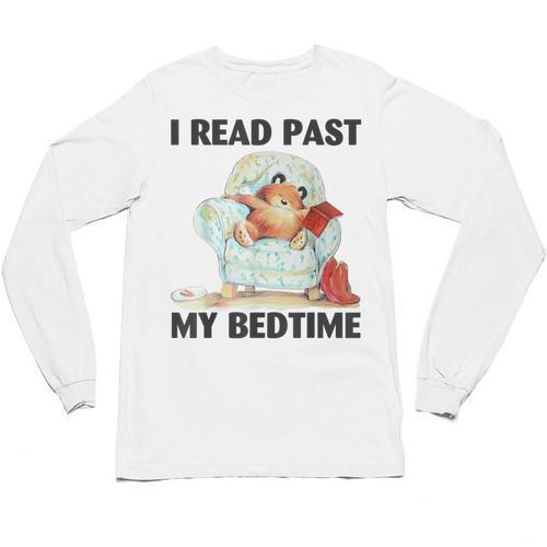 Vintage I Read Past My Bedtime Cute Sleeping Bear Book Lover Unisex Long Sleeve T-Shirt - Bookorys UK