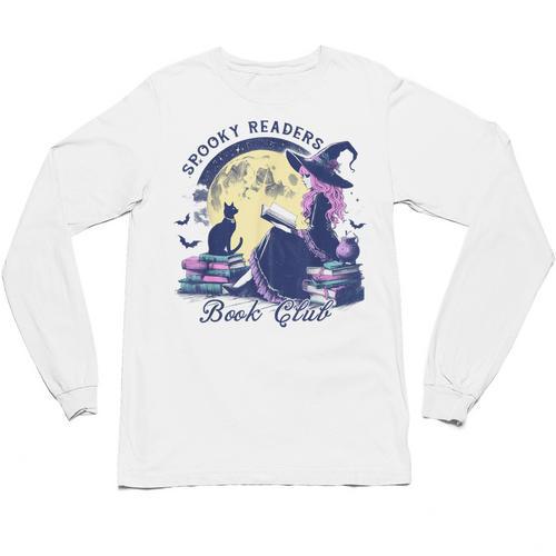 Vintage Sexy Witch Spooky Readers Book Lover Club Halloween Unisex Long Sleeve T-Shirt - Bookorys