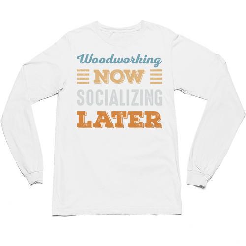 Woodworking Now Minimal Socializing Introvert Vintage Unisex Long Sleeve T-Shirt - Raresse