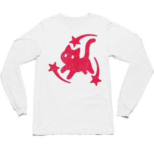 Yk2 Grunge Scary Cat With Shooting Stars 90s Nostalgia Unisex Long Sleeve T-Shirt - Figerry