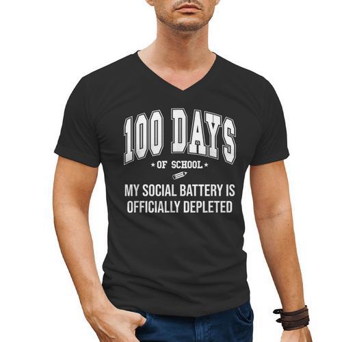 100 Days Of School Sarcastic Teacher Introvert Kid 100th Day Men's V-Neck T-Shirt - Raresse