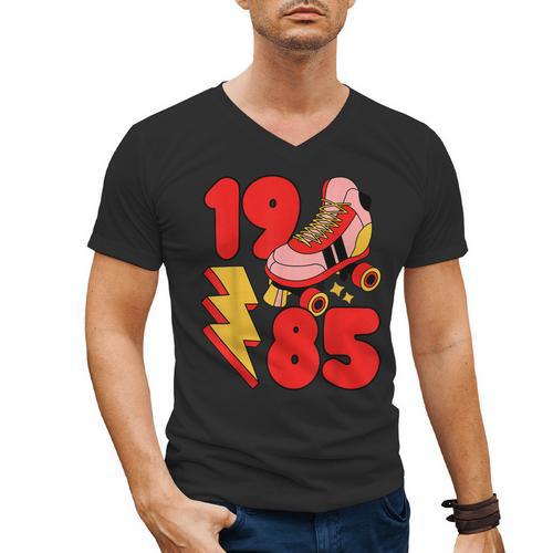 1985 Retro Roller Skate Vintage 80s Nostalgia Collector Men's V-Neck T-Shirt - Figerry
