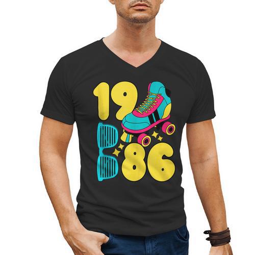 1986 Retro Raised In The 80s Old School Nostalgia Vibes Men's V-Neck T-Shirt - Figerry